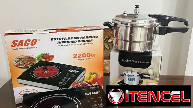 Cocina infrarrojo 2200 W más olla presión 4L