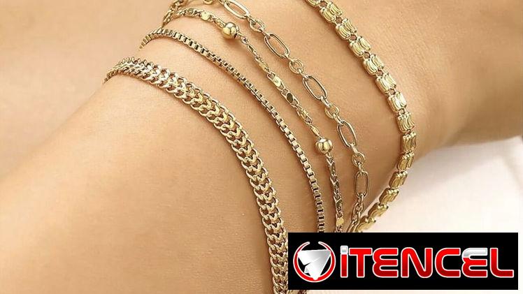 wgoud Pulseras de oro para mujer, modernas, chapadas en oro real de 14 quilates, pulseras de cadena de eslabones para mu