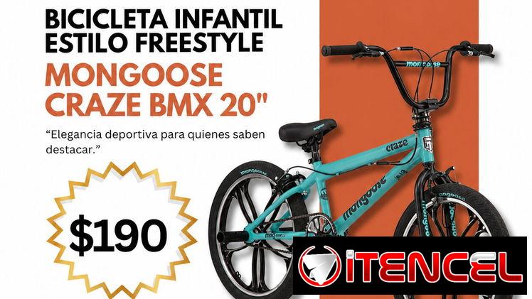 Mongoose Craze BMX 20″ – Bicicleta Infantil estilo freestyle | videojuegoshabana.com