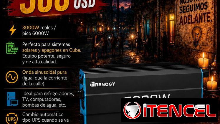 ➡️ INVERSOR ” RENOGY”  3000 W con pico de 6000 W . 12 V a 110 V Salida.   protecciones de seguridad . Precio 300  💵
