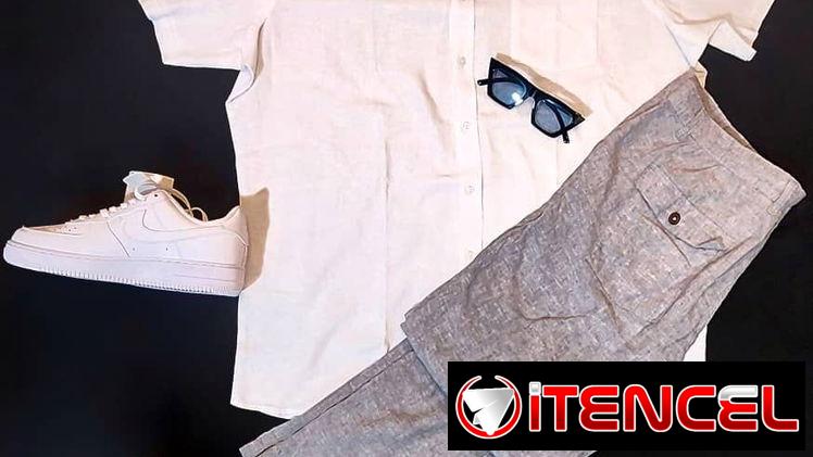 Camisas blancas de lino , ropa de vestir para hombre