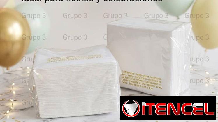 Cucharas, servilletas, platos, vasos, bandejas encerradas, absorbentes