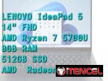 LAPTOP 🎁NUEVA🎁📦CAJA, LENOVO IdeaPad 5 (82LM00UEUS), 14″ FHD IPS, AMD Ryzen 7 5700U, 8GB RAM, Radeon, 512GB SSD