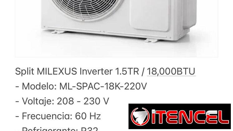 Splits MILEXUS INVERTER de 1 y 1.5  toneladas. NUEVO. ENTREGA INMEDIATA