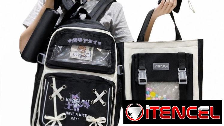 Set de mochila negro y beig