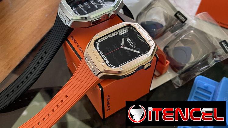 Manilla exclusiva para Apple Watch 44mm (Protector metálico y Correa de silicona) Súper Calidad!!