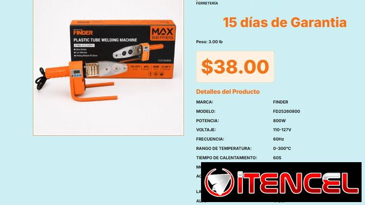 Plancha de Termofusión Eléctrica 800W Finder: Modelo FD25260800 Calidad Real VPT#-0427