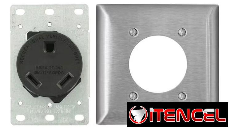 Toma Eléctrica Leviton 30 Amp De Montaje Empotrado Poco Profundo 7313-S00 Negro