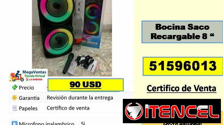 MV-613-Bocina Saco Recargable 8 pulgadas…..90 USD…51596013…transporte costo adicional