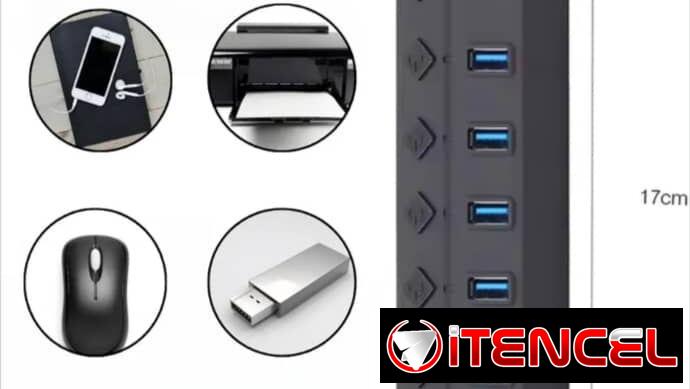 {7 puertos USB en una sola Regla}