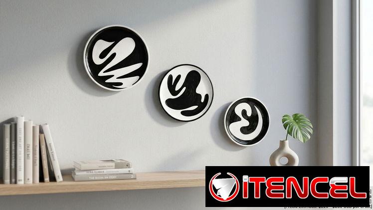 Trío de Platos Cerámicos de Arte Abstracto Contemporáneo