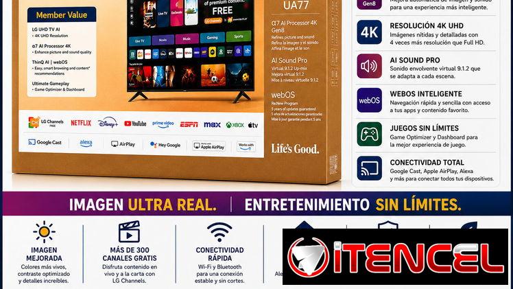 LG de 43” – 75” pulgadas 4K UHD con AI inteligencia artificial y procesador a7Gen8 incorporad ( Modelos :2025 )Smart TV