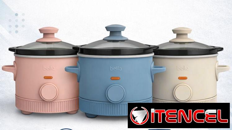 Olla de cocción lenta Bella de 1.4 litros con control manual de 3 niveles, recipiente de cerámica antiadherente