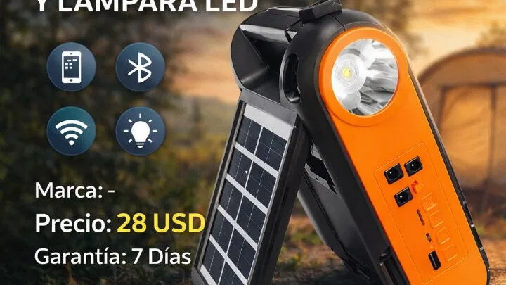Radio 📻 con Panel Solar, Linterna 🔦 Bluetooth y Lámpara LED