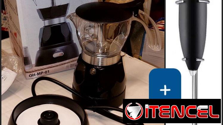 Café con espuma, Combo: Espumador potente de café con su base + Cafetera Eléctrica 3 tazas