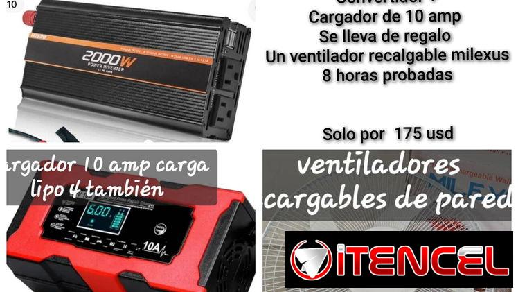 Convertidor + cargador de bateria con su compra le regalamos un ventilador recargables milexus
