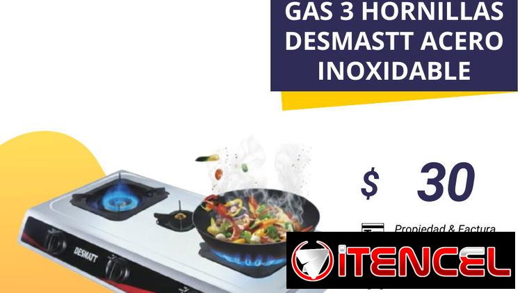 COCINA DE GAS DE MESA DESMATT 3 HORNILLAS 6 MESES DE GARANTÍA