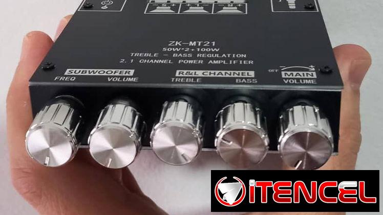 Mini amplificador ZK-MT21 Bluetooth con adaptador 12V 4A/ Conexión trasera pareja para altavoces