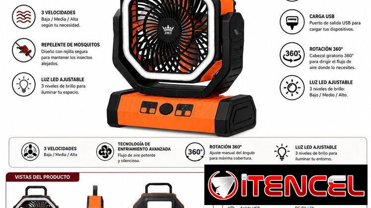 VENTILADOR RECARGABLE HASTA 30H | IDEAL PARA APAGONES | CARGA CELULAR