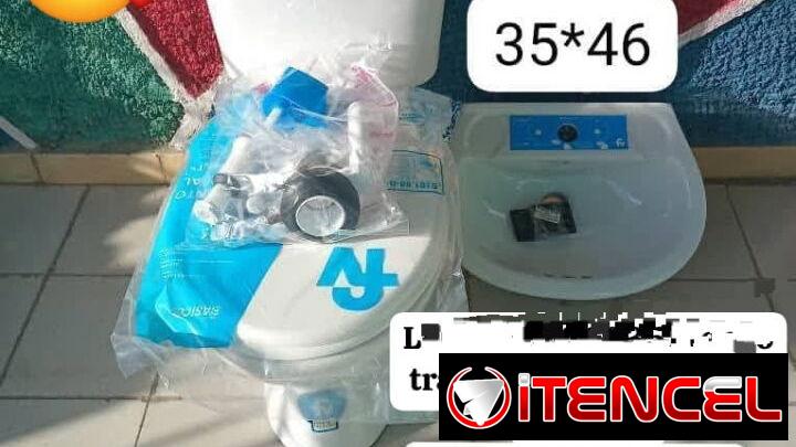 Tasa tanke con sus herrajes del tanke y tapa sanitaria junta del piso y lavamanos con sus herrajes