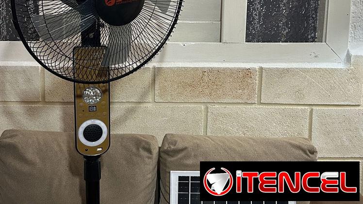 Ventilador Solar de Pie de 16″ (6 Velocidades y Extras)