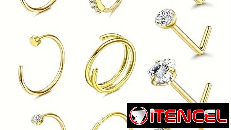 Piercing para la nariz de acero quirúrgico. Plateado y dorado