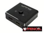Splitter/Switch Unno Tekno HDMI Bidireccional 4K 60Hz 2 Puertos Plug & Play Compatible Con Consolas y TV