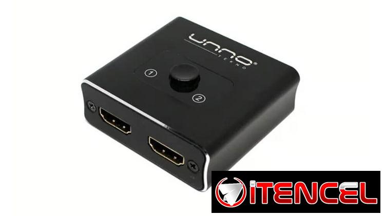 Splitter/Switch Unno Tekno HDMI Bidireccional 4K 60Hz 2 Puertos Plug & Play Compatible Con Consolas y TV