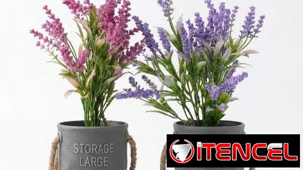 Bonsái de Lavanda Artificial en maseta rústica