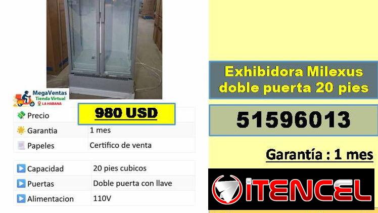 MV-615-Exhibidora Milexus doble puerta 20 pies…..980 USD….51596013…Transporte costo adicional