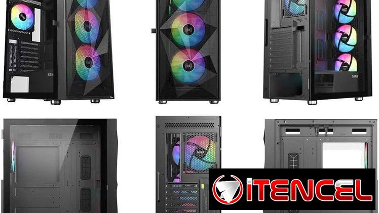 ✅✅52724487 – Chasis Gaming Semi panorámico SAMA 3509 Black + 4 fanes ARGB✅✅