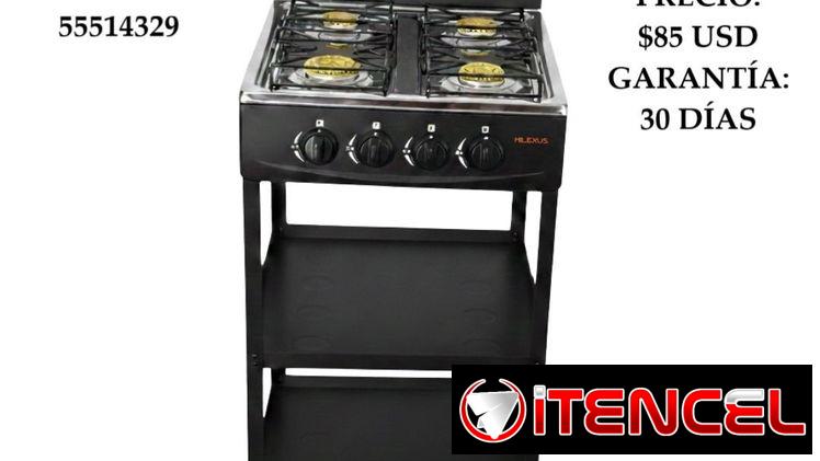 COCINA DE GAS DE CUATRO QUEMADORES MILEXUS CON ORGANIZADOR, ENTREGA DE FACTURA. VARIEDAD DE ELECTRODOMÉSTICOS, ETC
