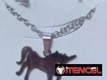 Juego de cadena y aretes p/ mujer plateados de acero inoxidable
