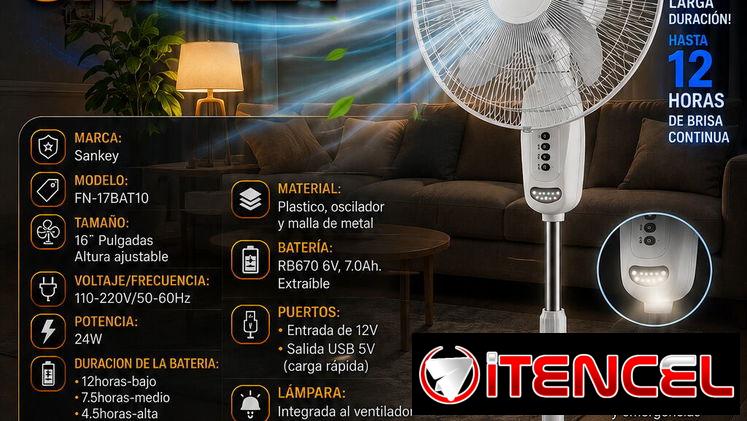 🍃 VENTILADOR 🍃 RECARGABLE SANKEY 16″. MENSAJERIA CON FACTURA Y GARANTIA. 📲 54833699