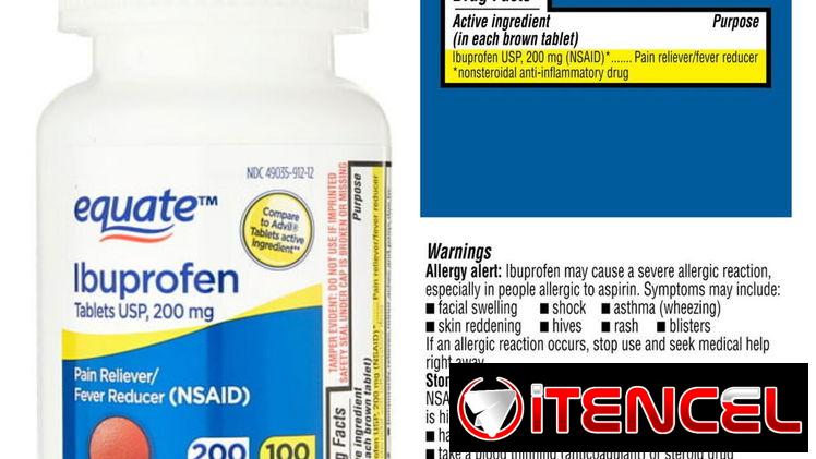 Ibuprofeno equate 100 tabletas pomo sellados