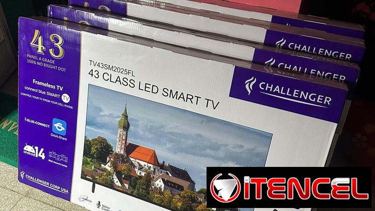 Smart TV 43 pulgadas Challenger FULL HD Android 14 Incluye base para la pared, y 2 mandos $235 USD Transporte Adicional