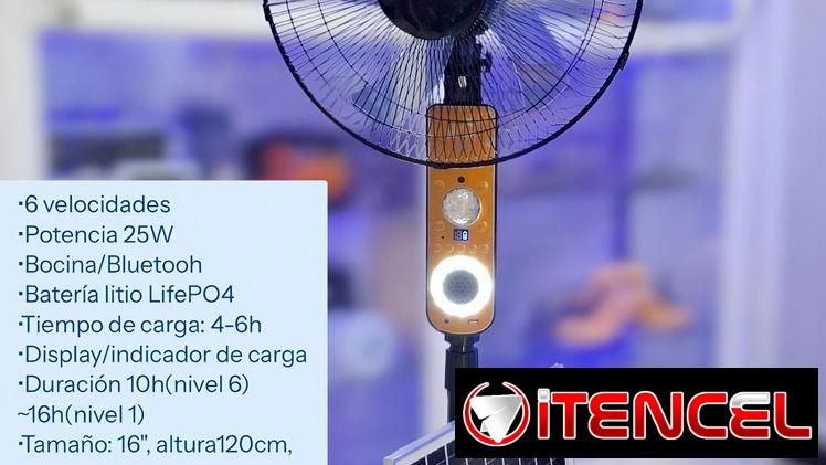 Ventilar solar recargable negro