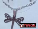 Juego de cadena y aretes p/ mujer plateados de acero inoxidable