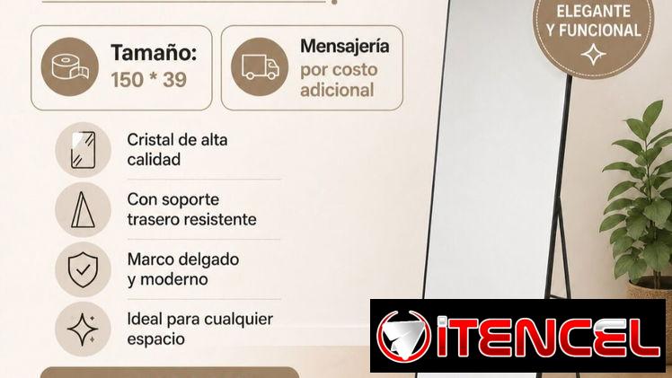 ESPEJO DE CUERPO ENTERO CON MARCO NEGRO