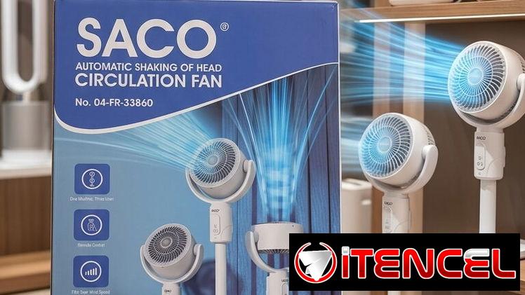 Ventilador recargable El Saco Automatic Shaking Head Circulation Fan (Modelo No. 04-FR-33860)