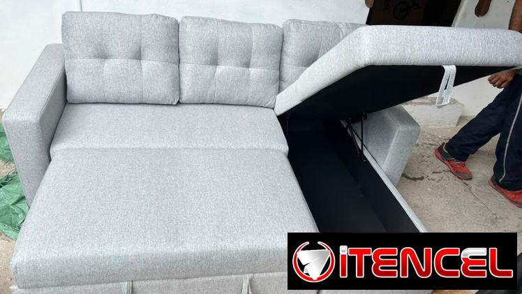Sofa cama gris con baúl sofa cama grande de 3 plazas importado original en su caja