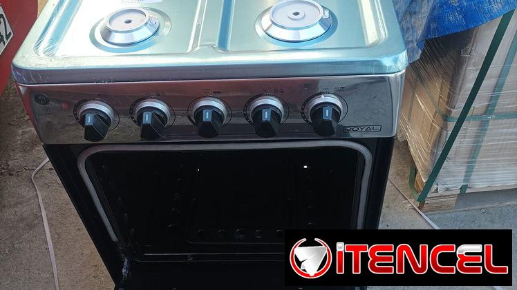 Vendo Cocina gas horno, Royal, 4 hornillas, 24″, magneto, luz en el horno, tapa de cristal -mensajería gratis y garantía