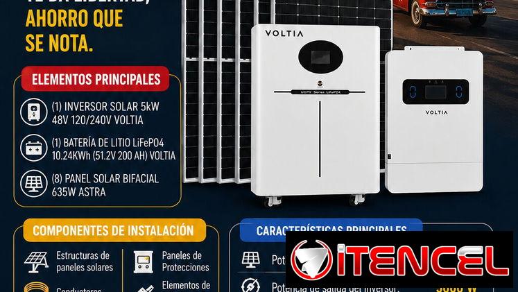 ☀️ 5KW-10KWH ☀️ KIT SOLAR VOLTIA 5KW-10KWH- 8 PANELES BIFACIALES. MENSAJERIA FACTURA Y GARANTIA. 📲 54833699