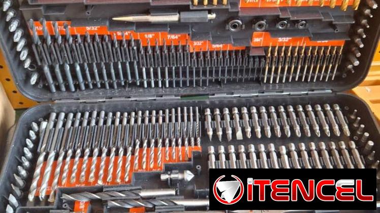 Kit de barrenas, puntas y accesorios de 246 piezas para perforación y atornillado en madera, metal y mampostería.