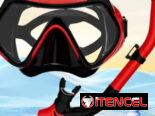 Set de buceo de marco rojo, cristal templado
