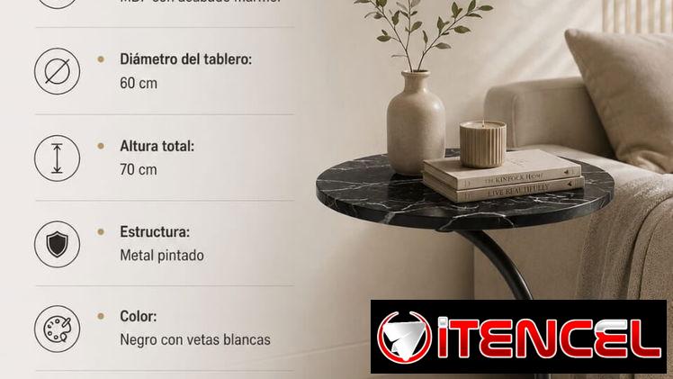 Mesa auxiliar estilo mármol