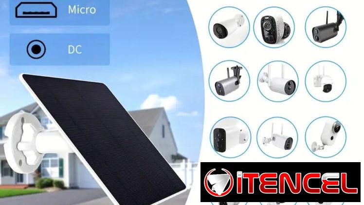Panel solar para cámaras, celulares, tablets, powerbanks, ajustable a 360 grados y con varios conectores