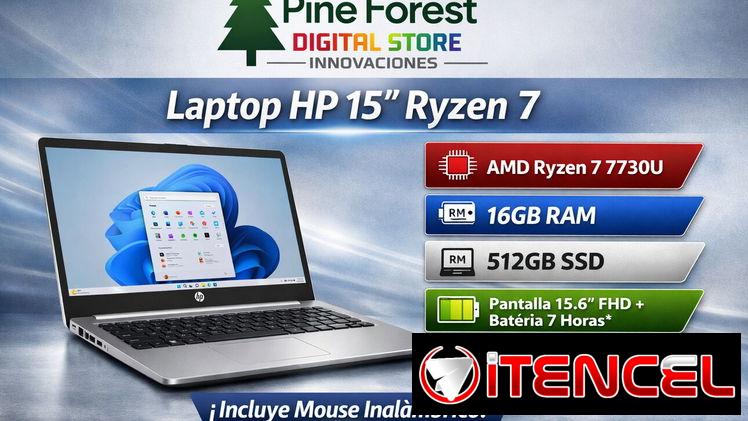 – Laptop Hp 15″ Ryzen 7 16GB/ 512GB