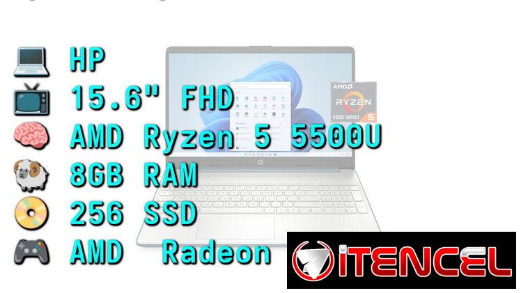 LAPTOP 🎁NUEVA🎁📦CAJA, HP (15-ef2126wm), 15.6″ FHD IPS Antireflejo, AMD Ryzen 5 5500U, 8GB RAM, Radeon, 256GB SSD