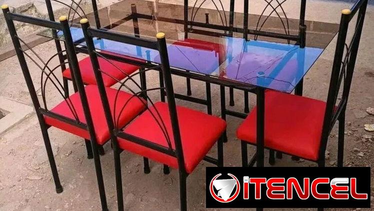 Juego de comedor de 6 sillas con cristal
